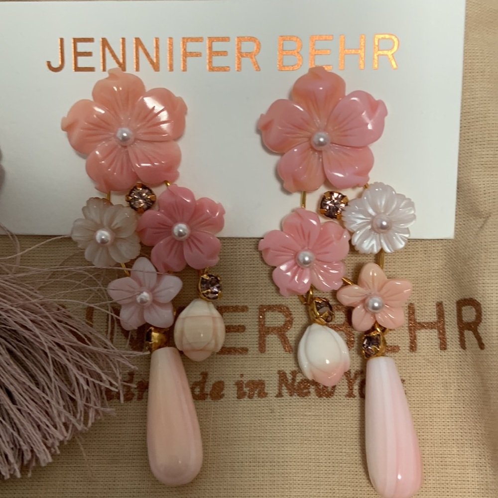 Jennifer Behr Pink Floral Jeanie Earrings